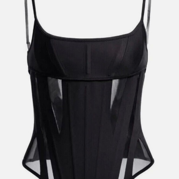 Mugler x H&M Mesh-paneled Corset Top - Picture 1 of 3